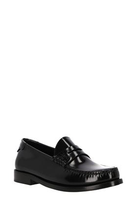 Black leather monogram leather loafers Saint Laurent | 6702321VUVV1000